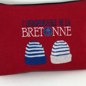 Trousse lin rouge bonnets bretons